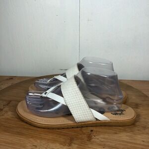 Sorel Ella II Womens size 9 shoes white leather flip flop comfort sandals